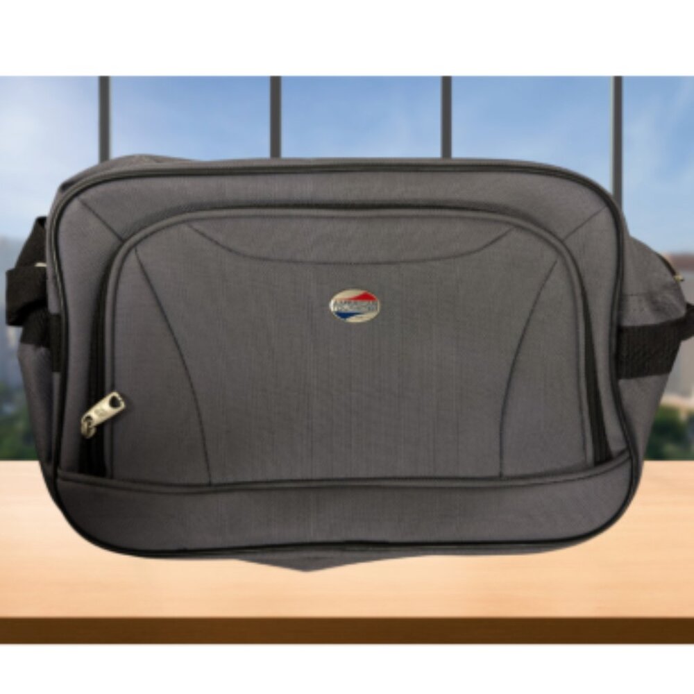 American Tourister Grey Carry On Shoulder Bag with Adjustable Black Strap 15X10
